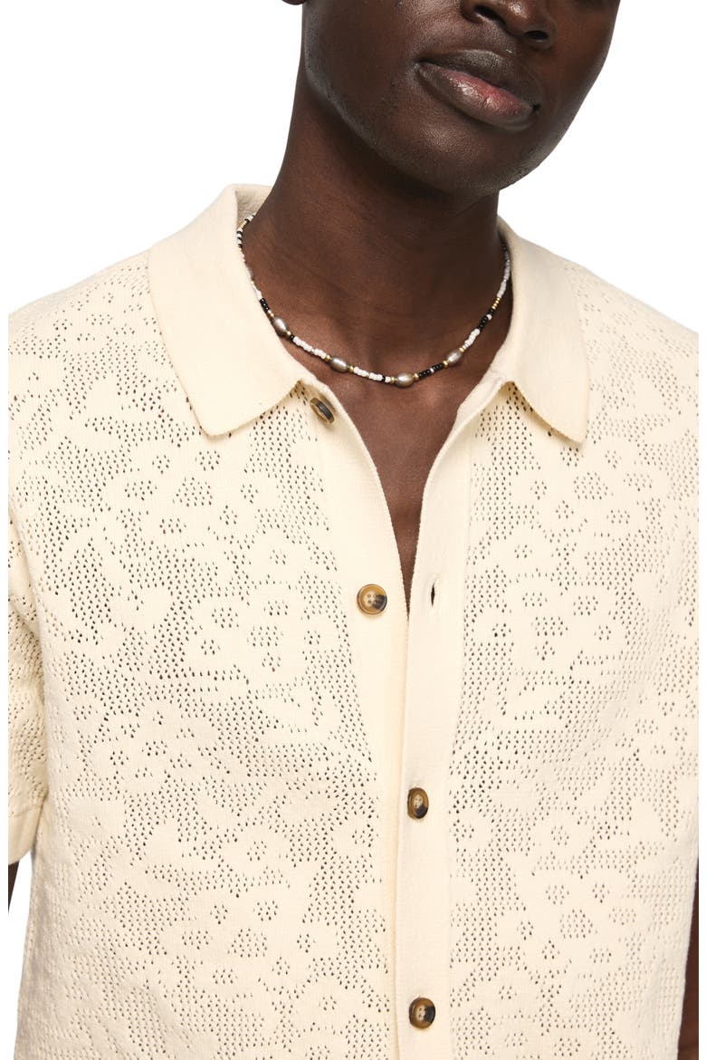 Openwork Knit Cotton Button-Up Shirt, Alternate, color, WHITECAP GRAY