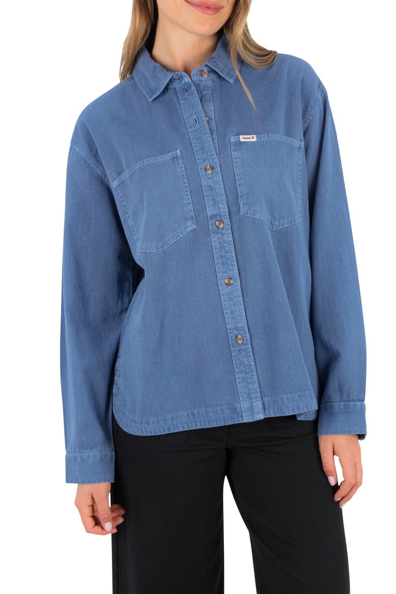 Wavy Days Cotton Overshirt, Main, color, DUTCH BLUE