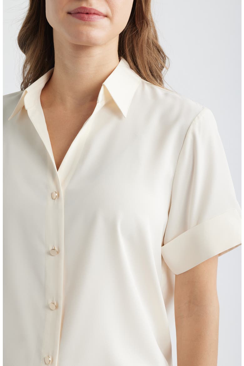 Short Sleeve Button-Up Shirt, Alternate, color, WHITE DOVE