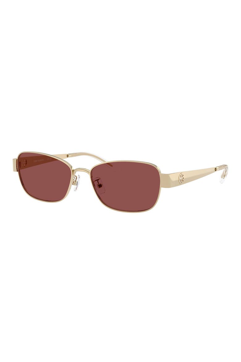 55mm Gradient Polarized Rectangular Sunglasses, Alternate, color, SHINY LIGHT GOLD / DARK VIOLET