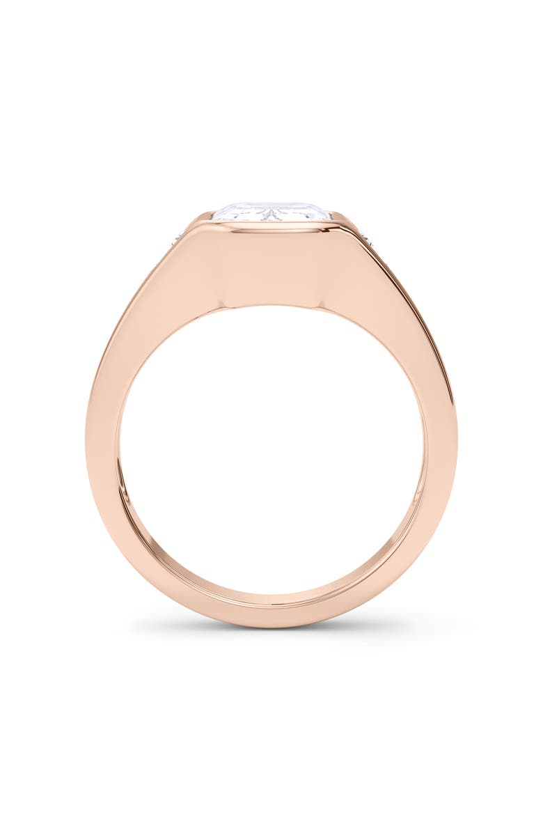 HauteCarat Emerald with Trapezoid Lab Grown Diamond Ring, Alternate, color, 2.00 Ctw 18K Rose Gold