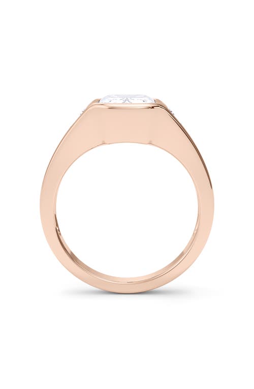 Hautecarat Emerald With Trapezoid Lab Created Diamond Ring In 2.50 Ctw 18k Rose Gold