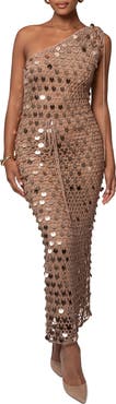 JLUXLABEL Opulent Paillette One-Shoulder Maxi Dress