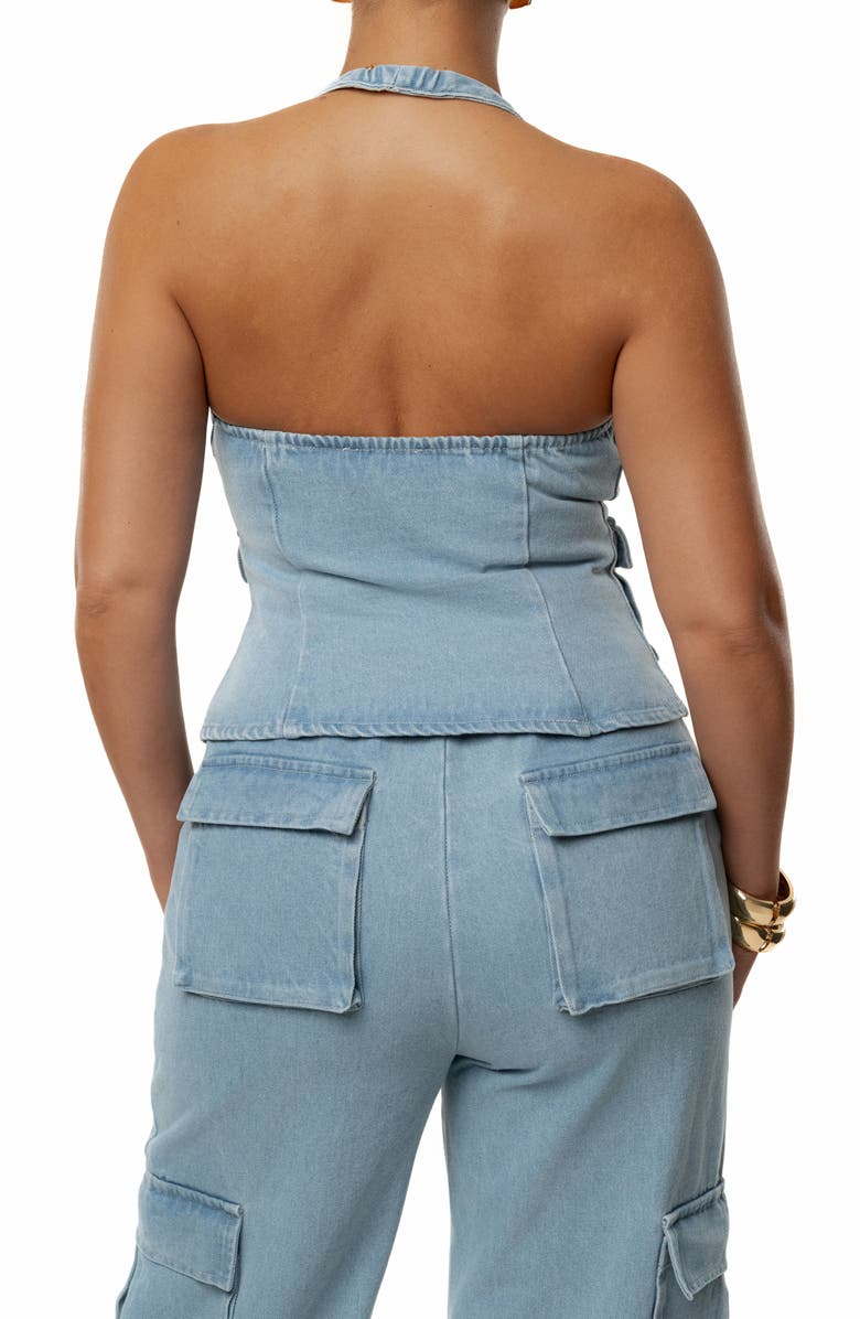 JLUXLABEL Josie Denim Halter Top, Alternate, color, Denim