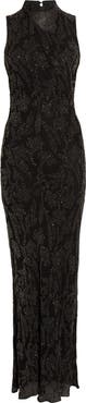 Veronica Beard Sylven Beaded Mock Neck Maxi Dress