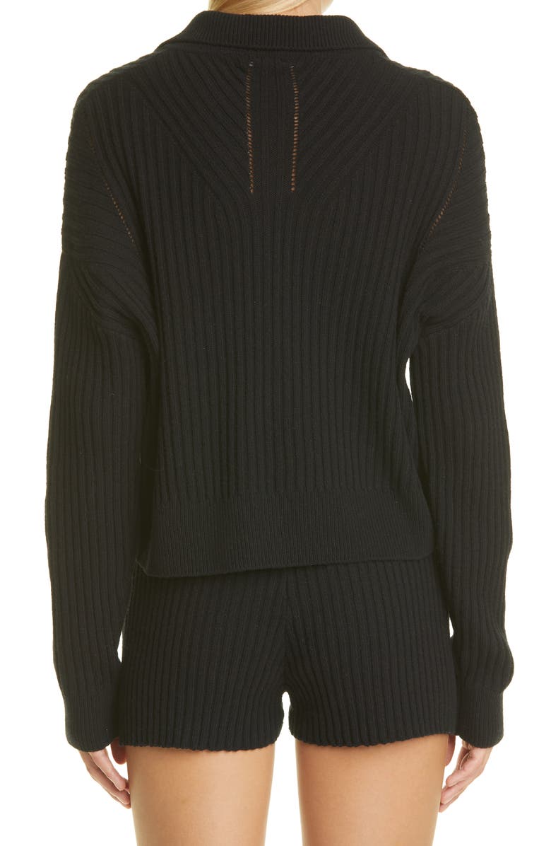 rag & bone Maxine Ribbed Merino Wool & Cotton Blend Polo Sweater, Alternate, color, 