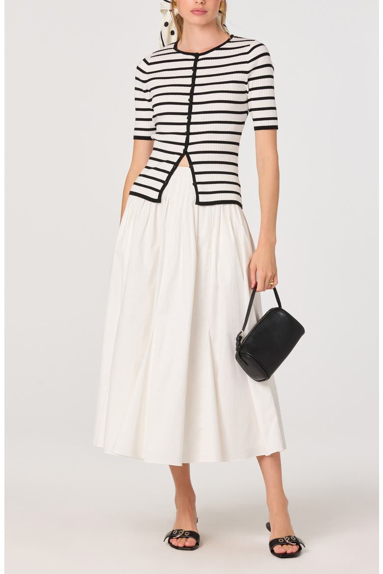 Henrie Stripe Button-Up Sweater, Alternate, color, BLACK WHITE