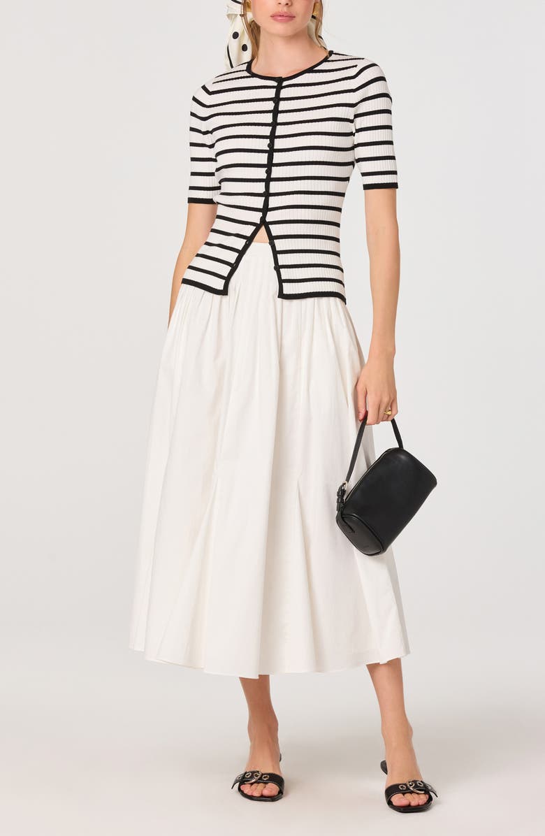 ASTR the Label Henrie Stripe Button-Up Sweater, Alternate, color, Black White