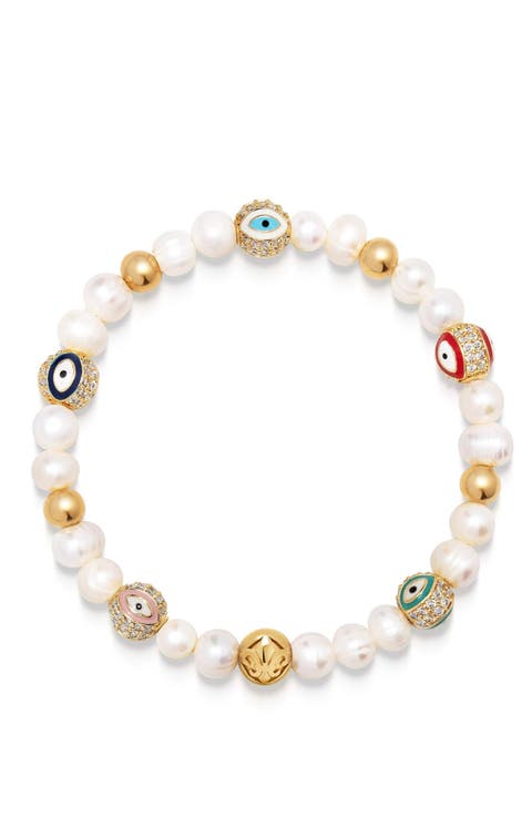 Evil Eye Pearl Bracelet