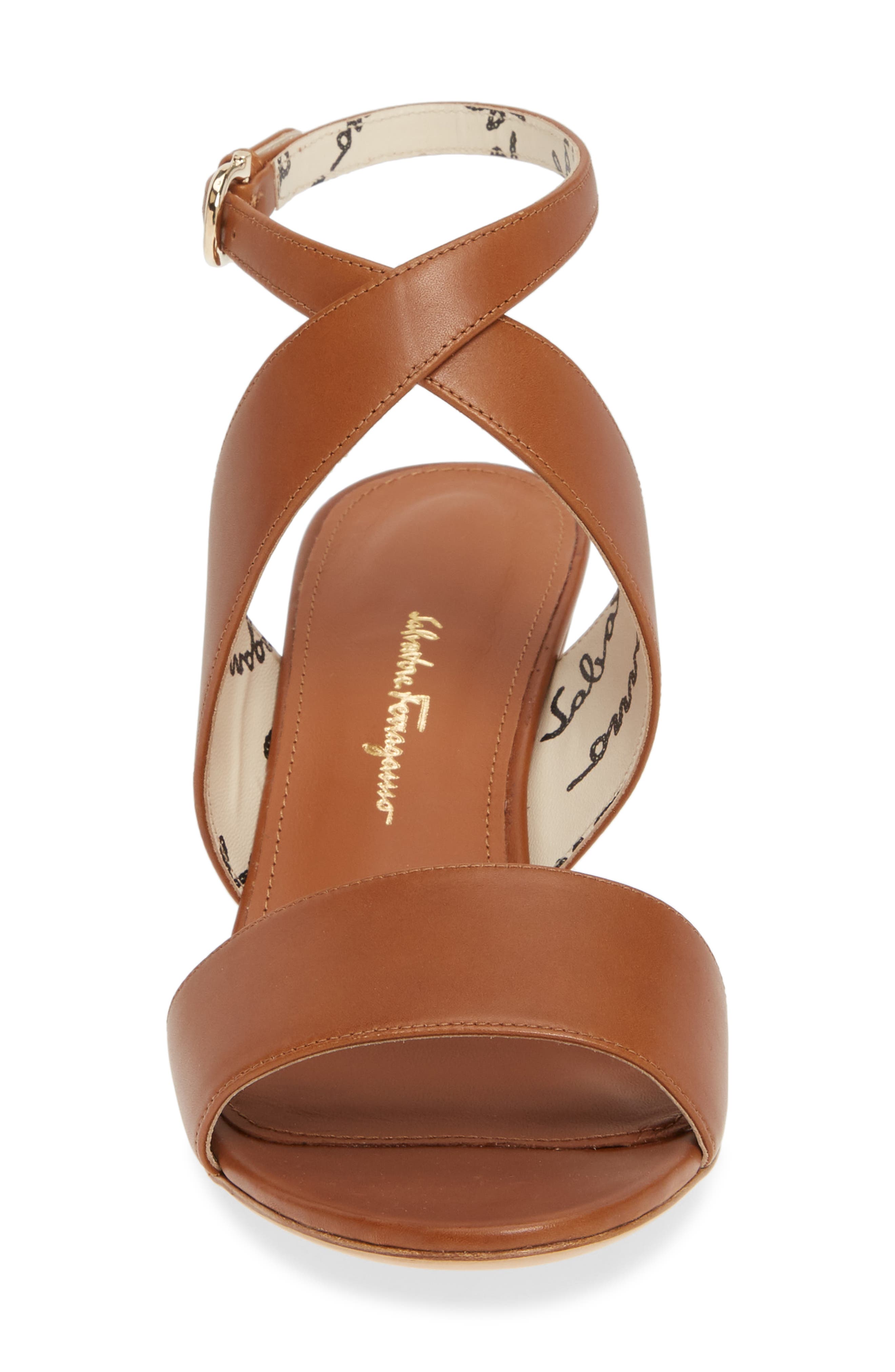 Salvatore Ferragamo Sheena Cross Strap Sandal, Alternate, color, TAN