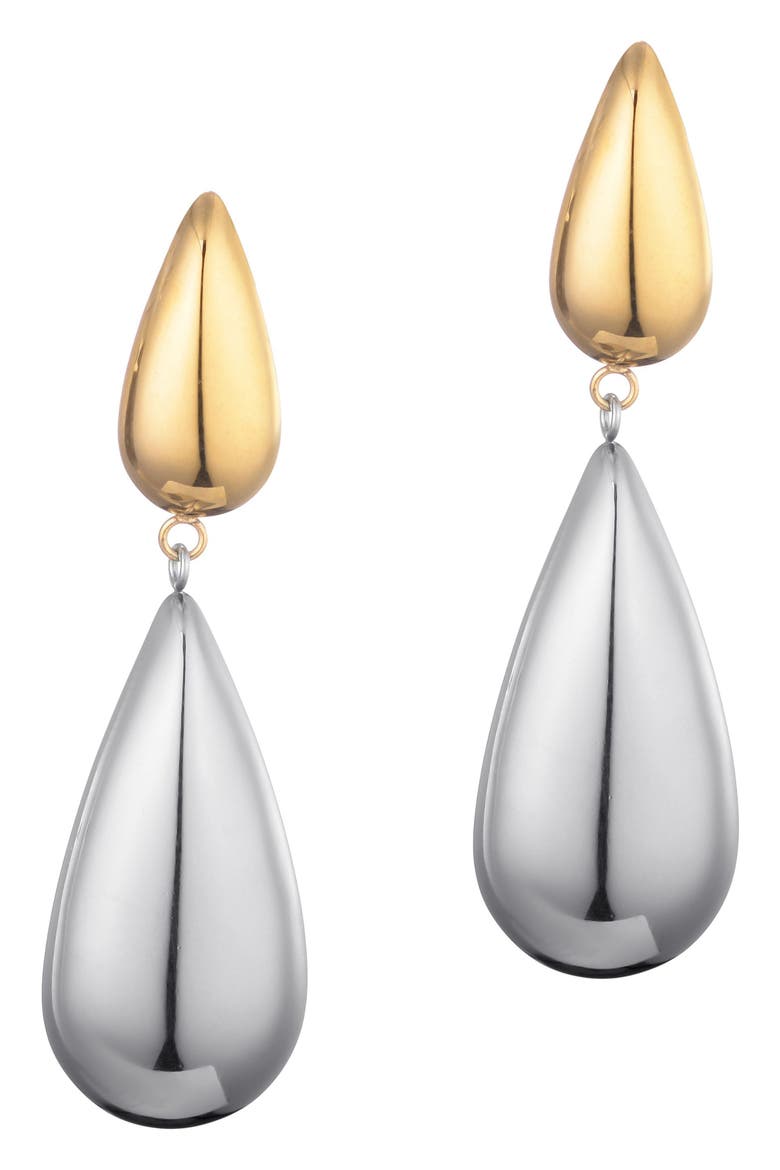 Two-Tone Drop Earrings, Main, color, GOLD
