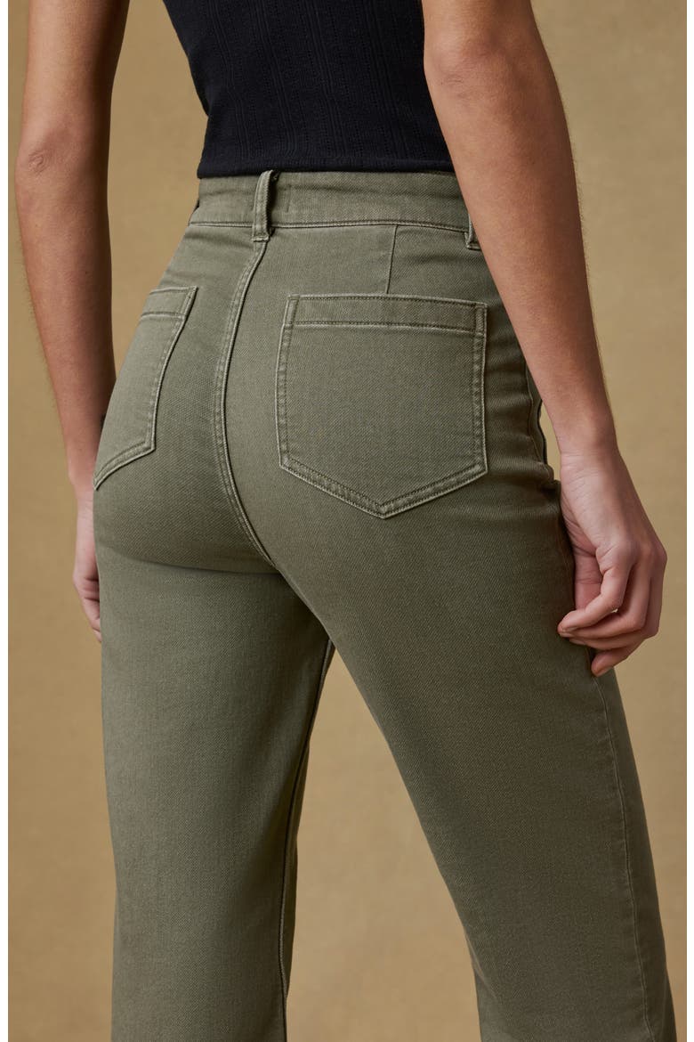 Patch Pocket High Waist Wide Leg Stretch Terry Pants, Alternate, color, ISLAND OLIVE