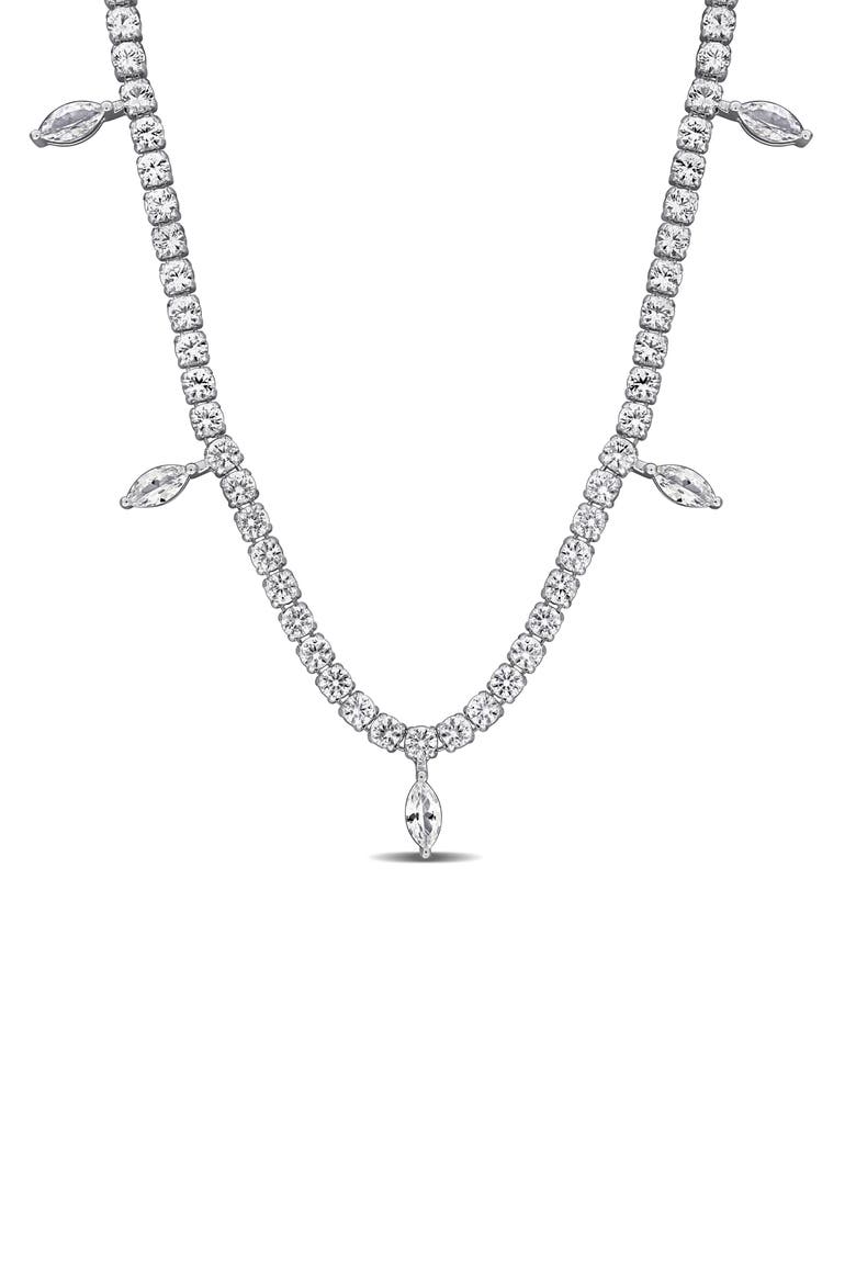 Lab Created White Sapphire Necklace, Main, color, SILVER