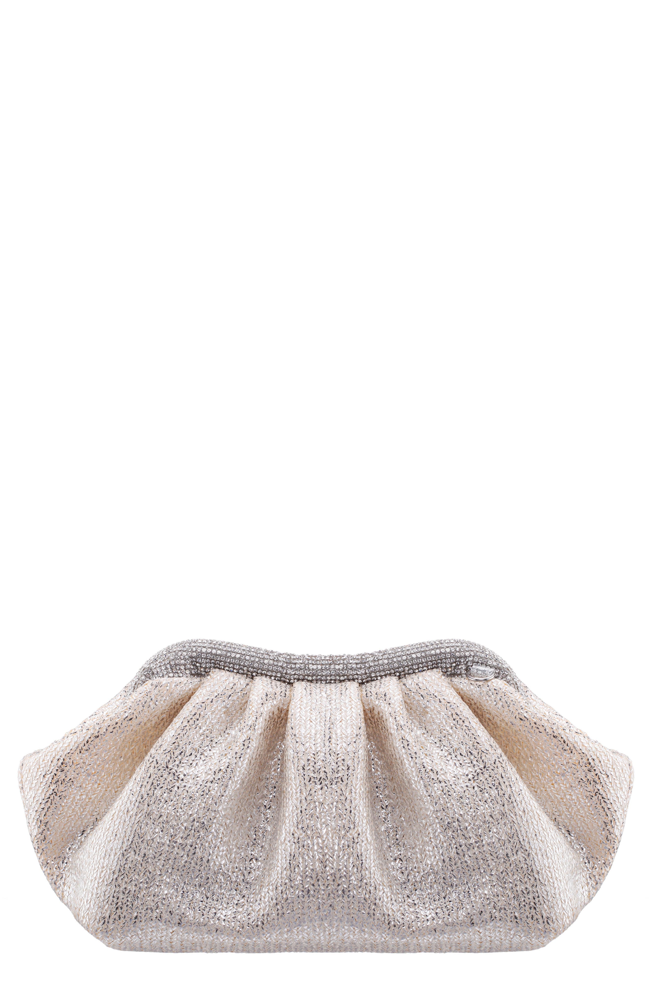 Nina Zayla Frame Clutch, Main, color, Silver