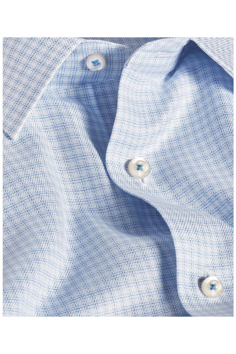 Trim Fit Check Stretch Cotton Twill Dress Shirt, Alternate, color, WHITE/BLUE