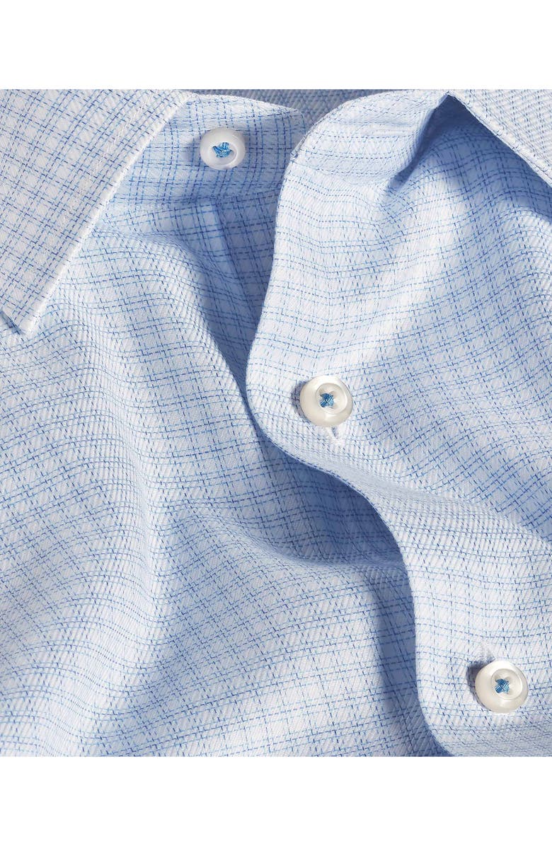 David Donahue Trim Fit Check Stretch Cotton Twill Dress Shirt, Alternate, color, White/Blue