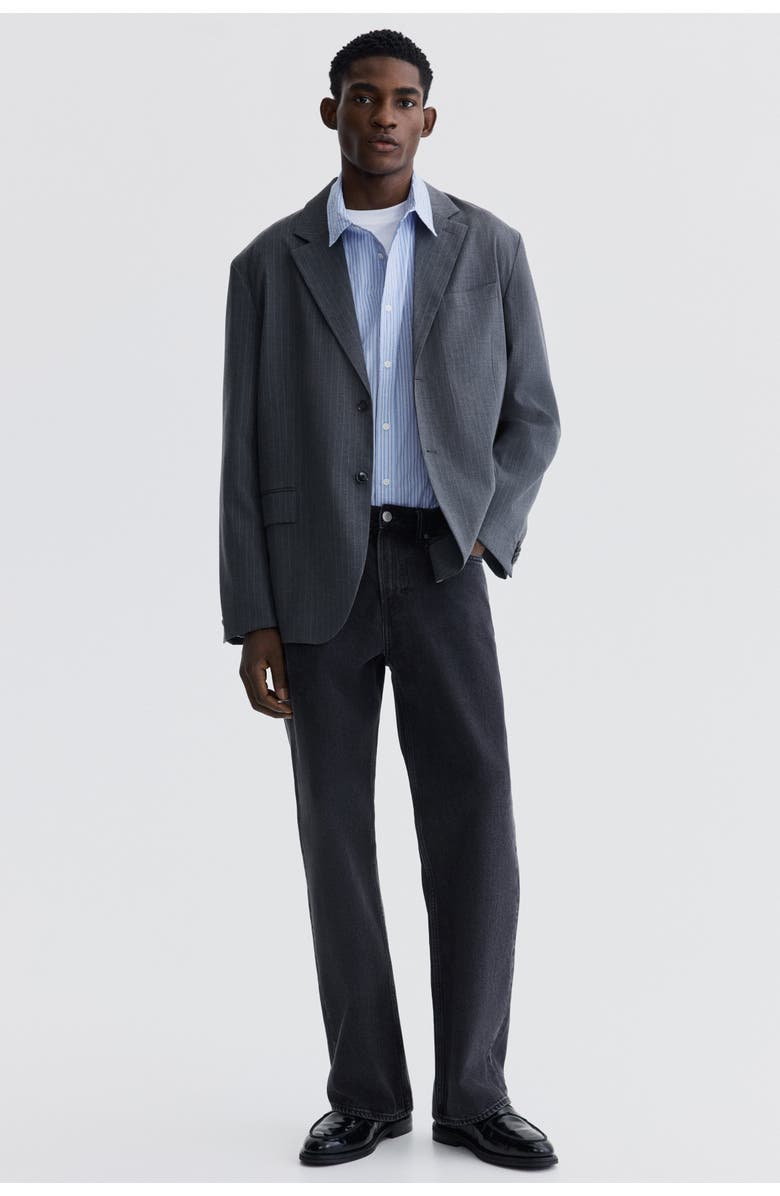 H&M Oversized Fit Single-breasted Jacket, Alternate, color, Gray/Pinstriped