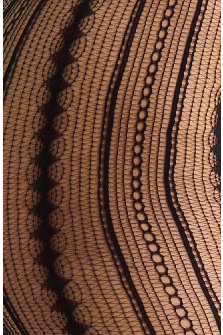 Feminine Lace Tights, Alternate, color, BLACK