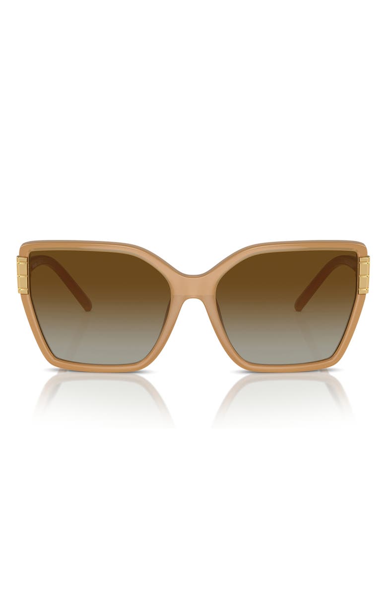 Tory Burch 58mm Polarized Square Sunglasses, Main, color, Milky Brown / Brown Polar
