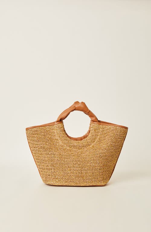 Btb Los Angeles Florian Knotted Metallic Raffia Tote Bag In Gold