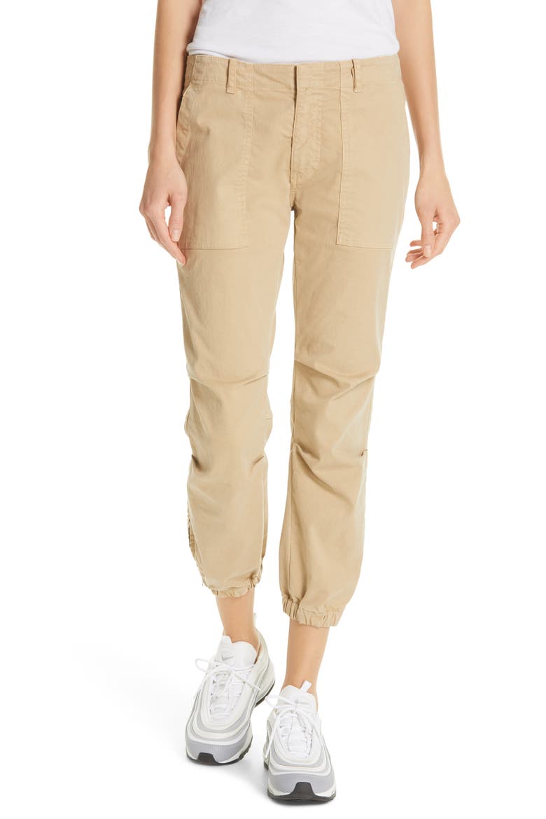 Stretch Cotton Twill Crop Military Pants, Main, color, DESERT SAND