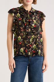 Alice + Olivia Floral Print Ruffle Blouse