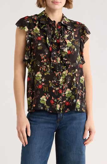 Alice + Olivia Floral Print Ruffle Blouse