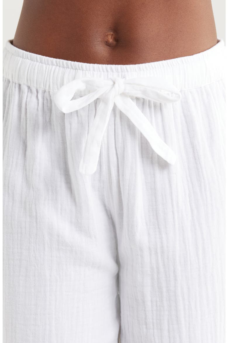 Peter Pan Collar Cotton Gauze Pajamas, Alternate, color, PLAIN DOUBLE GAUZE WHITE