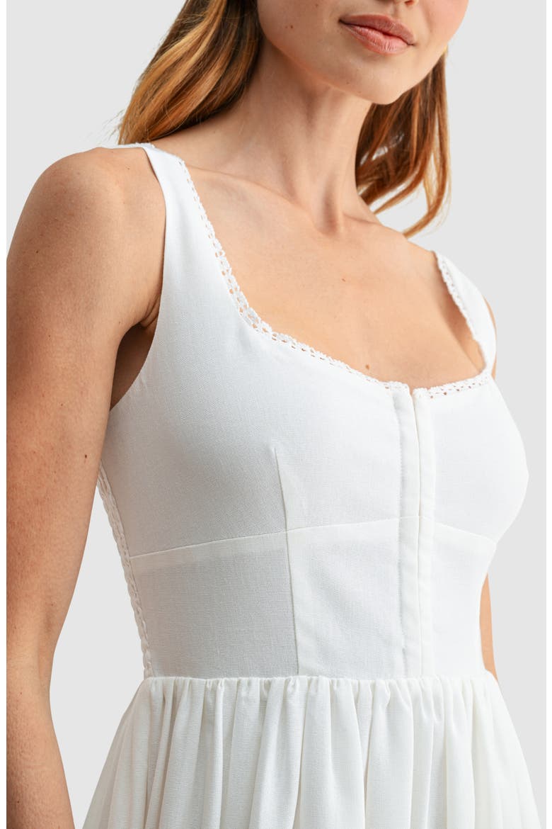 Corset A-Line Midi Dress, Alternate, color, WHITE