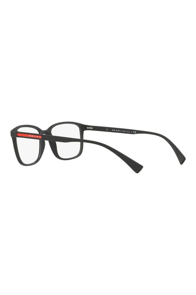 55mm Rectangular Optical Glasses, Alternate, color, BLACK RUBBER