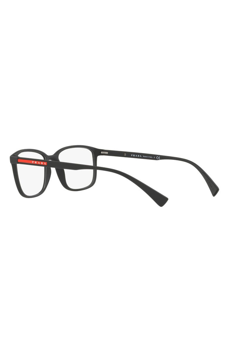 Prada 55mm Rectangular Optical Glasses, Alternate, color, Black Rubber