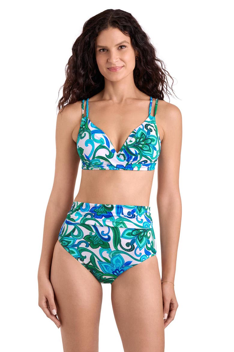 Clare Twist Double-Strap Underwire Bralette Swimsuit Top, Main, color, Imperial Paisley