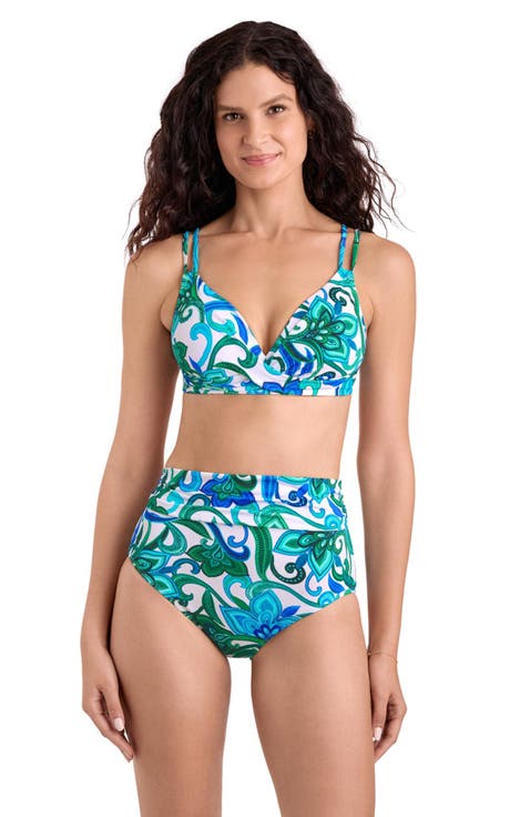 Clare Twist Double-Strap Underwire Bralette Swimsuit Top