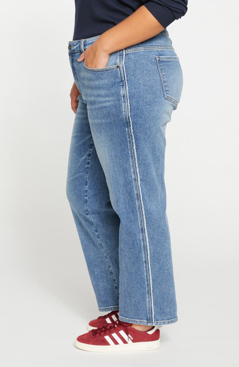 Universal Standard Elliot High Waist Tuxedo Stripe Straight Leg Jeans, Alternate, color, Montana Blue