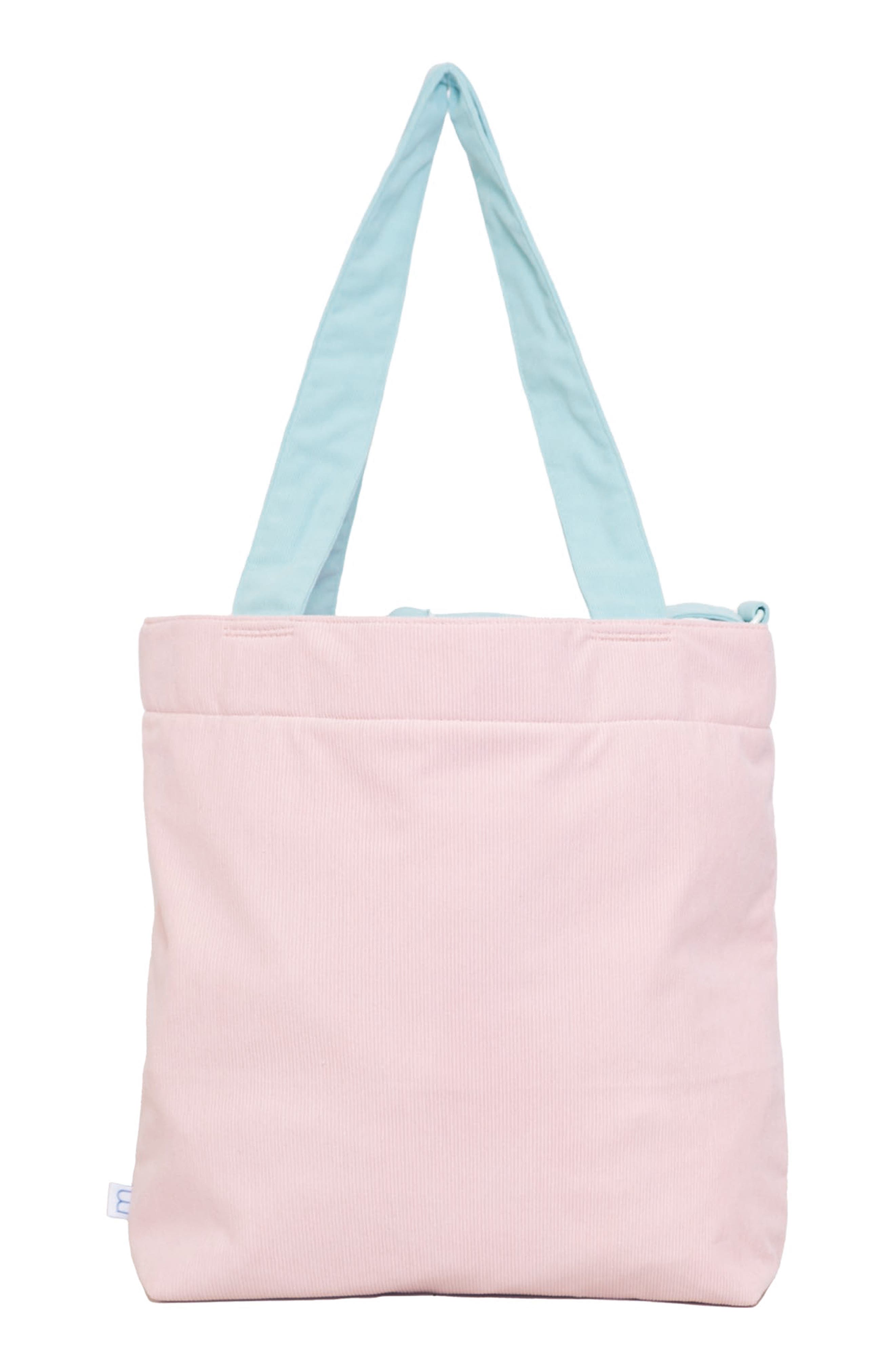 mimish Kids
 Colorblock Corduroy 
Faux Shearling Tote, Alternate, color, Cotton Candy/ Fair Aqua