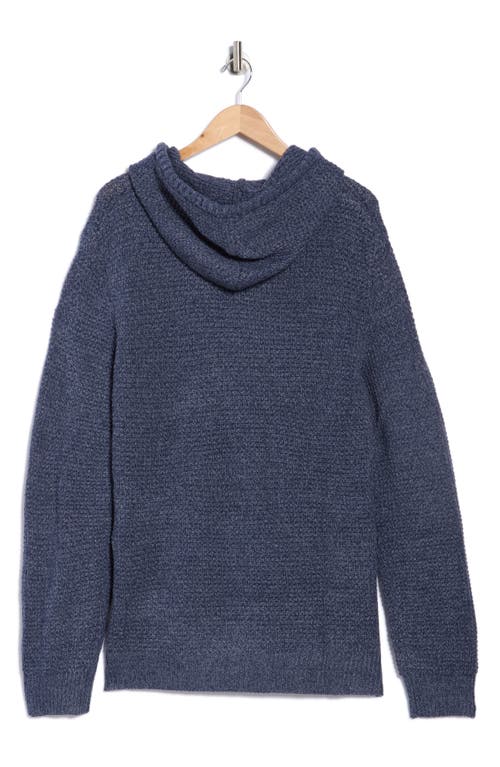 Union Milo Marled Thermal Stitch Hooded Sweater In Blue