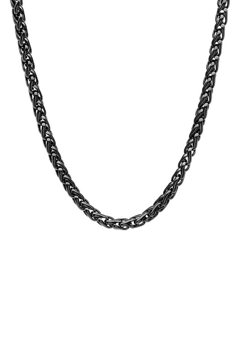 Men's Wheat Chain Necklace, Main, color, BLACK