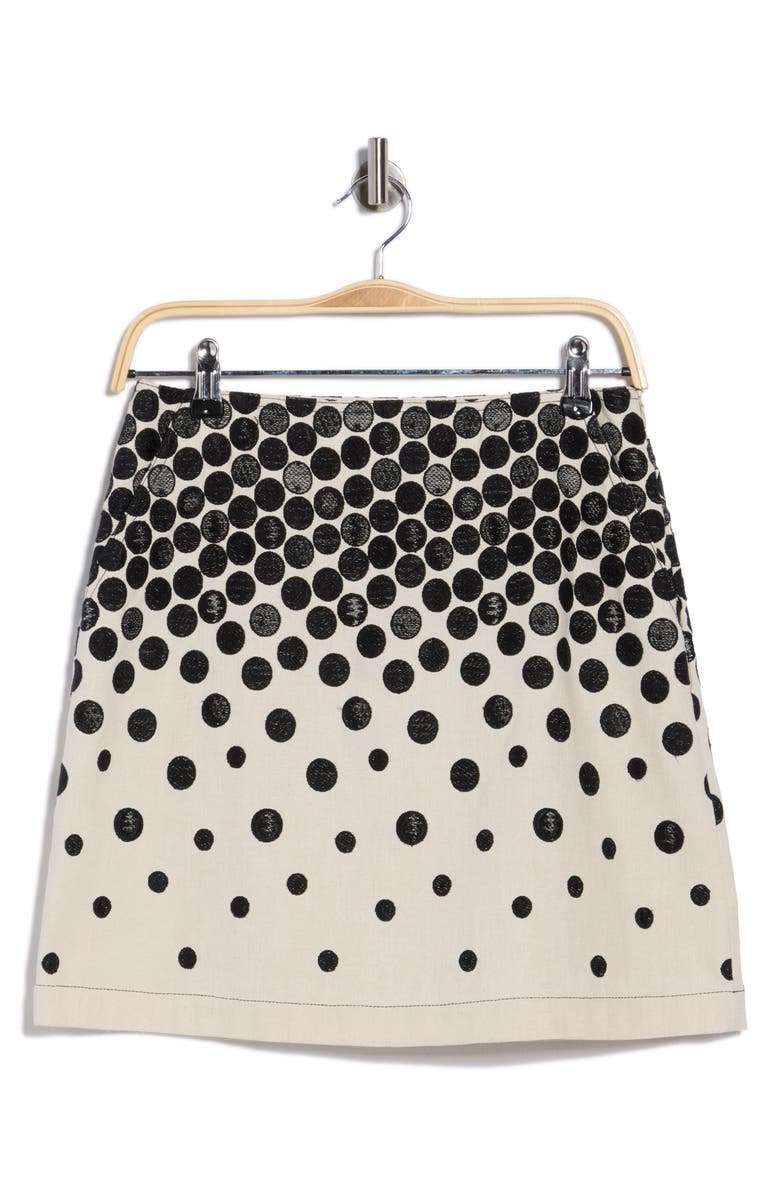 Longchamp Polka Dot Miniskirt, Alternate, color, Black/ Beige