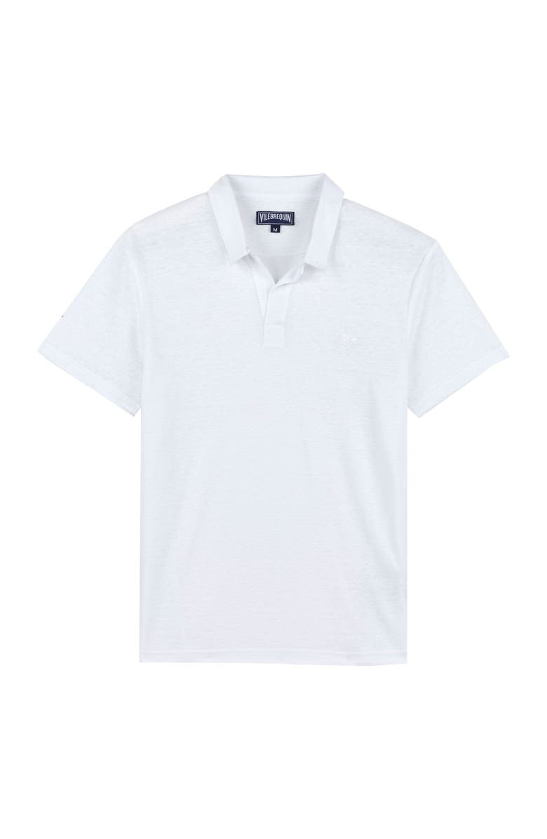 Vilebrequin Men's Solid Linen Jersey Polo Shirt, Main, color, Blanc