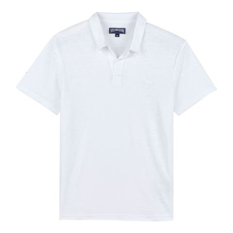Men's Solid Linen Jersey Polo Shirt