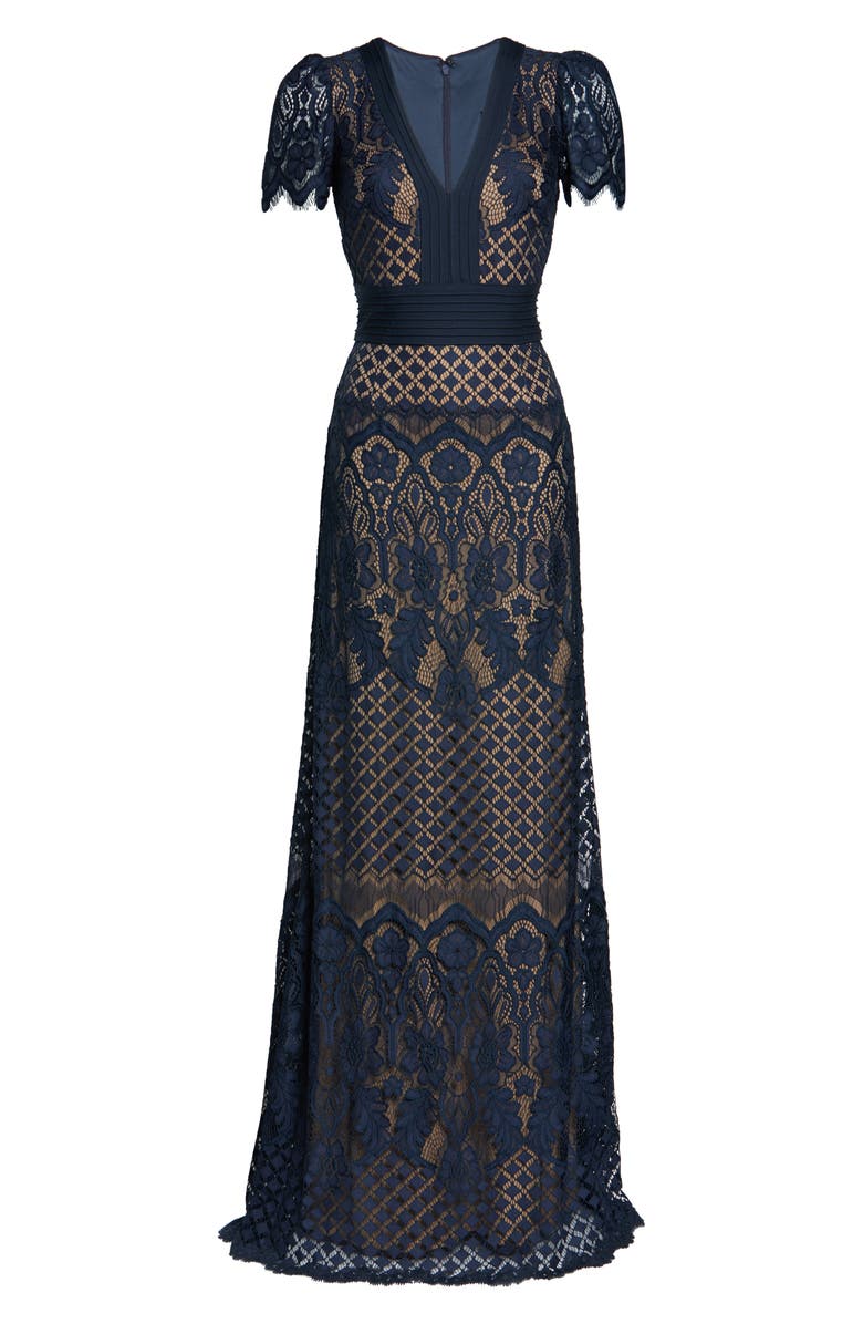 Tadashi Shoji Embroidered Lace Evening Gown, Alternate, color, 