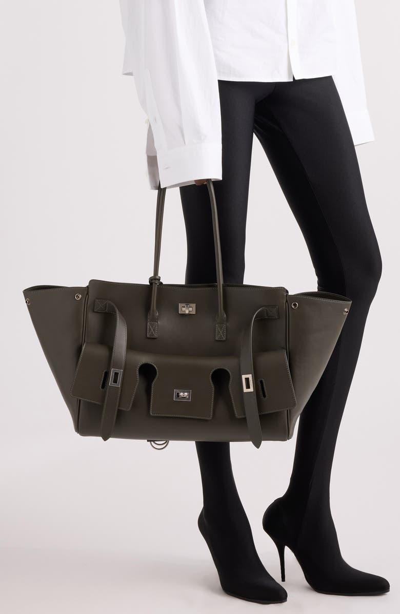 Balenciaga Medium Bel Air Carry All Leather Tote, Alternate, color, 3503 Khaki