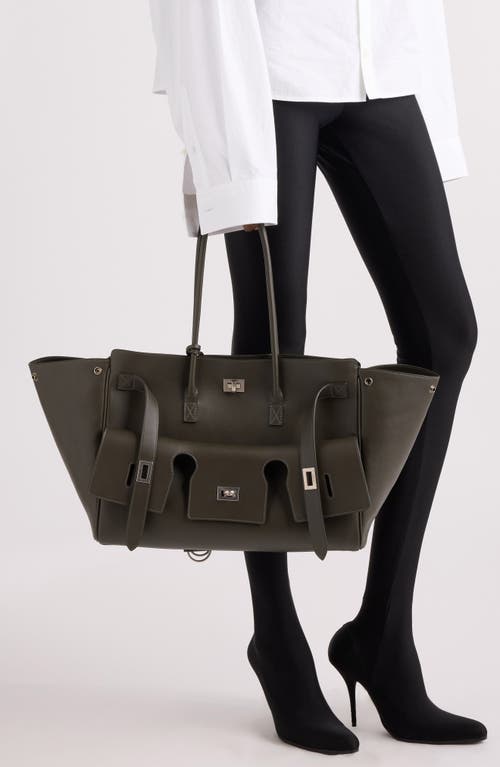 Balenciaga Medium Bel Air Carry All Leather Tote In Green