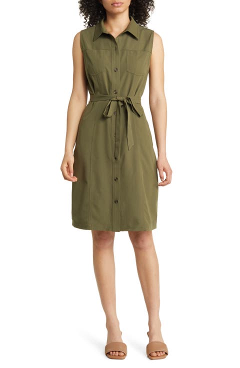 Sleeveless Tie Waist Dress