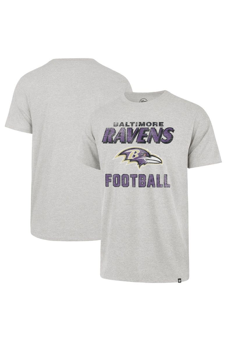 Men's '47 Heathered Gray Baltimore Ravens Dozer Franklin Lightweight T-Shirt, Main, color, Gray