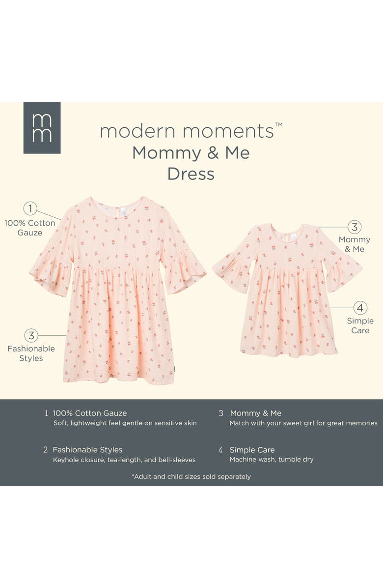 Modern Moments Mommy & Me Gauze Dress, Alternate, color, Light Pink Daisies