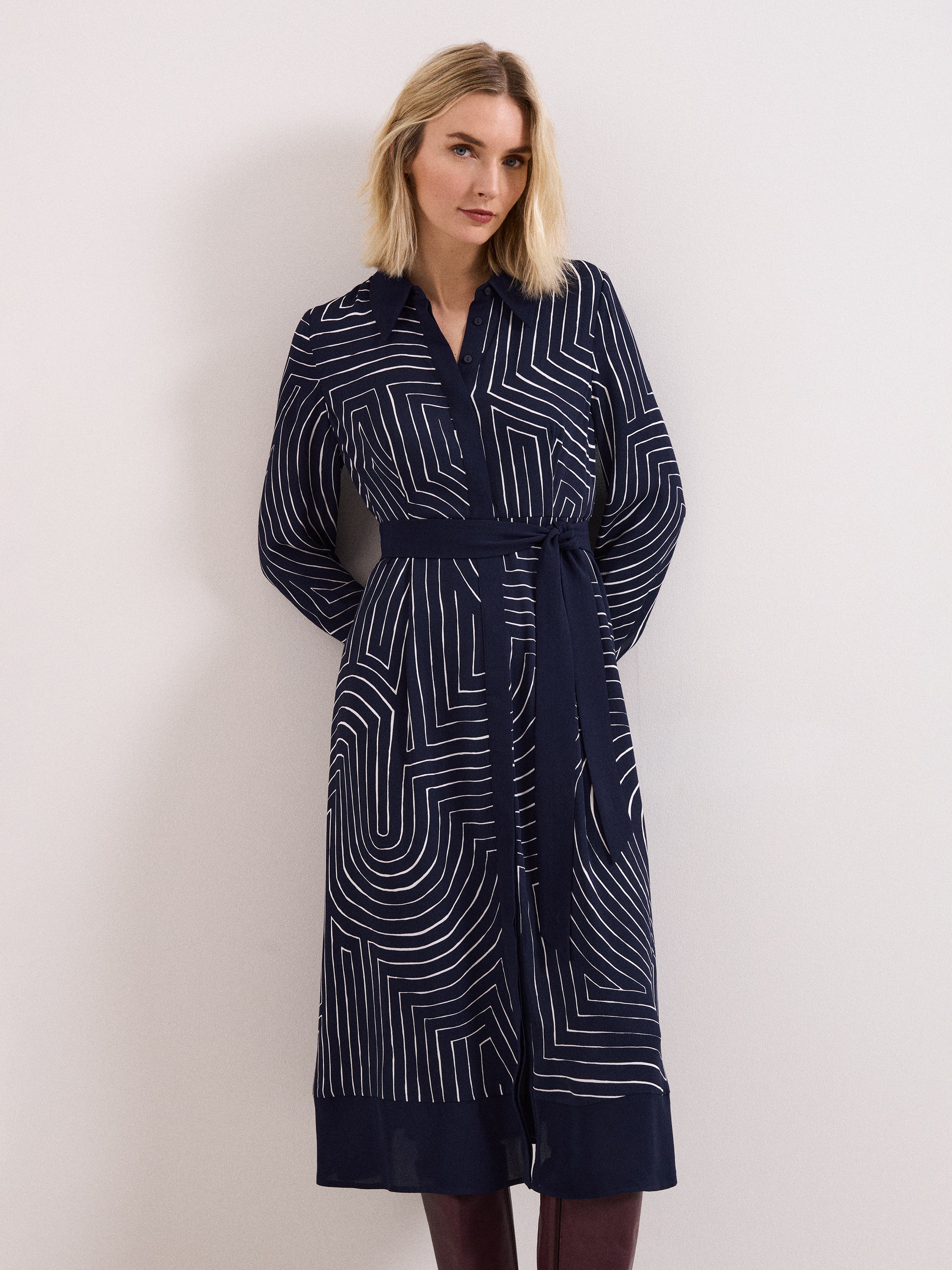 Charlotte Long-Sleeve Belted Midi Dress - image 2