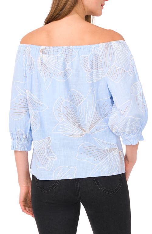 Shop Cece Off-the-shoulder Puff Sleeve Top In Windsurfer Floral