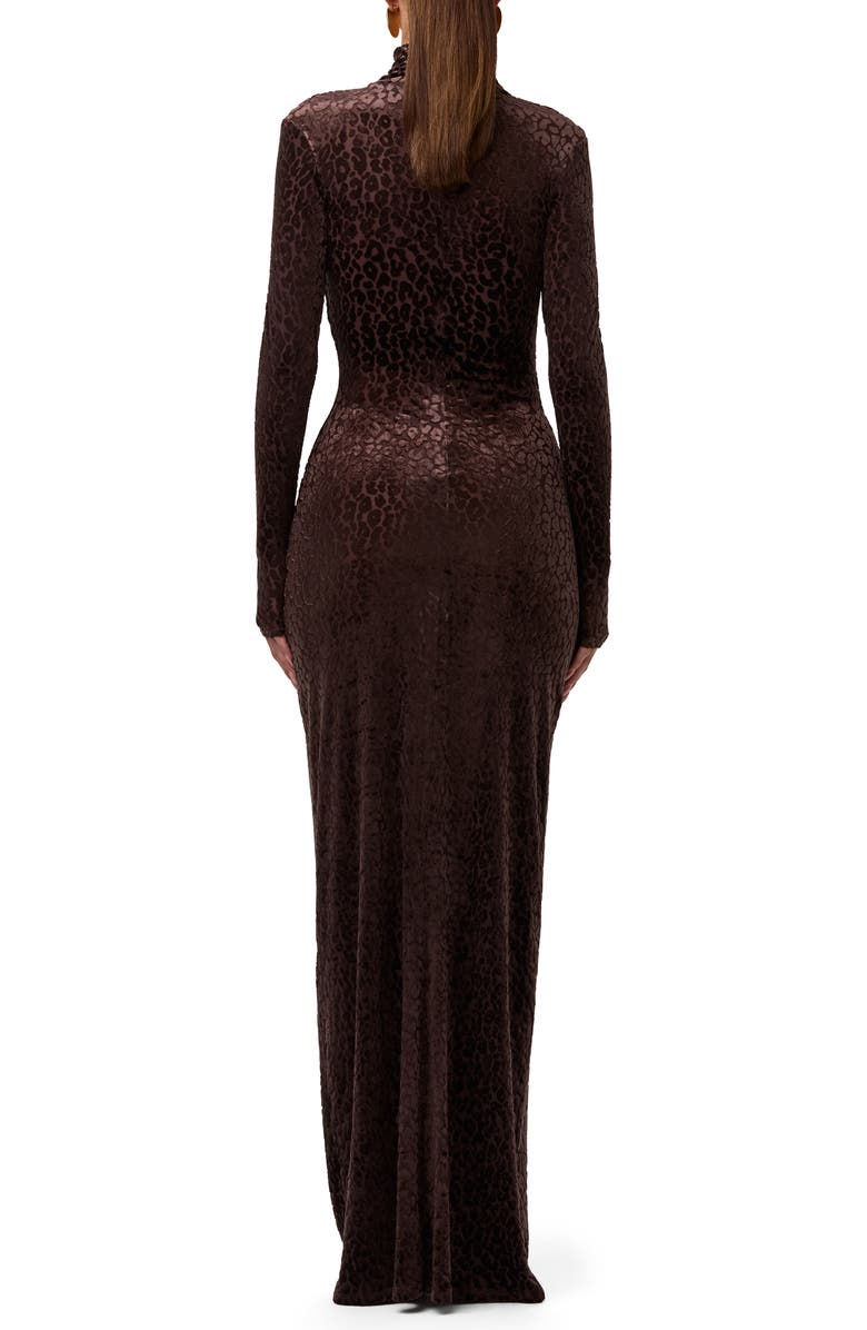 Naked Wardrobe Burnout Long Sleeve Maxi Dress, Alternate, color, Leopard Dark Chocolate