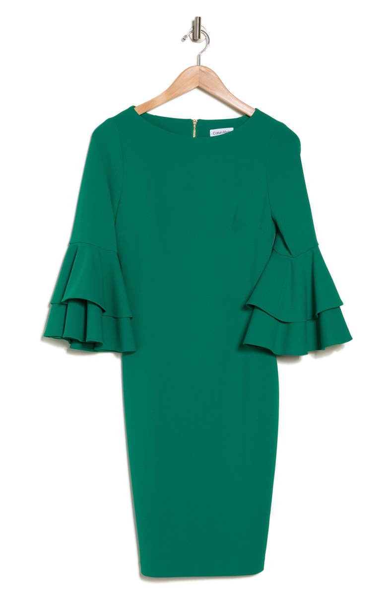 Calvin Klein Tiered Sleeve Sheath Dress, Alternate, color, 